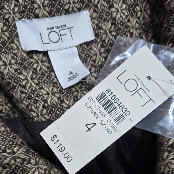 Vintage LOFT NWT Wool Blend Brown Floral Geometric Cropped Blazer Y2K - Picture 5 of 8